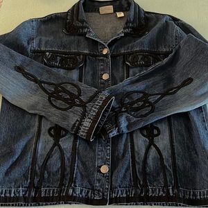 Chico’s Denim Jacket Size 2 (US 14-16) Embroidered